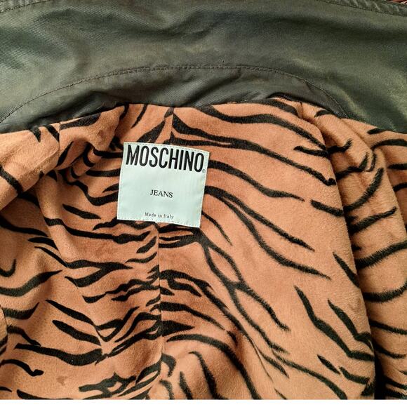 MOSCHINO Jeans Metallic Trench Coat Tiger Lining - Picture 13 of 14
